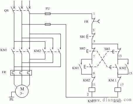 三廂異步電動機正反轉(zhuǎn)接線圖1